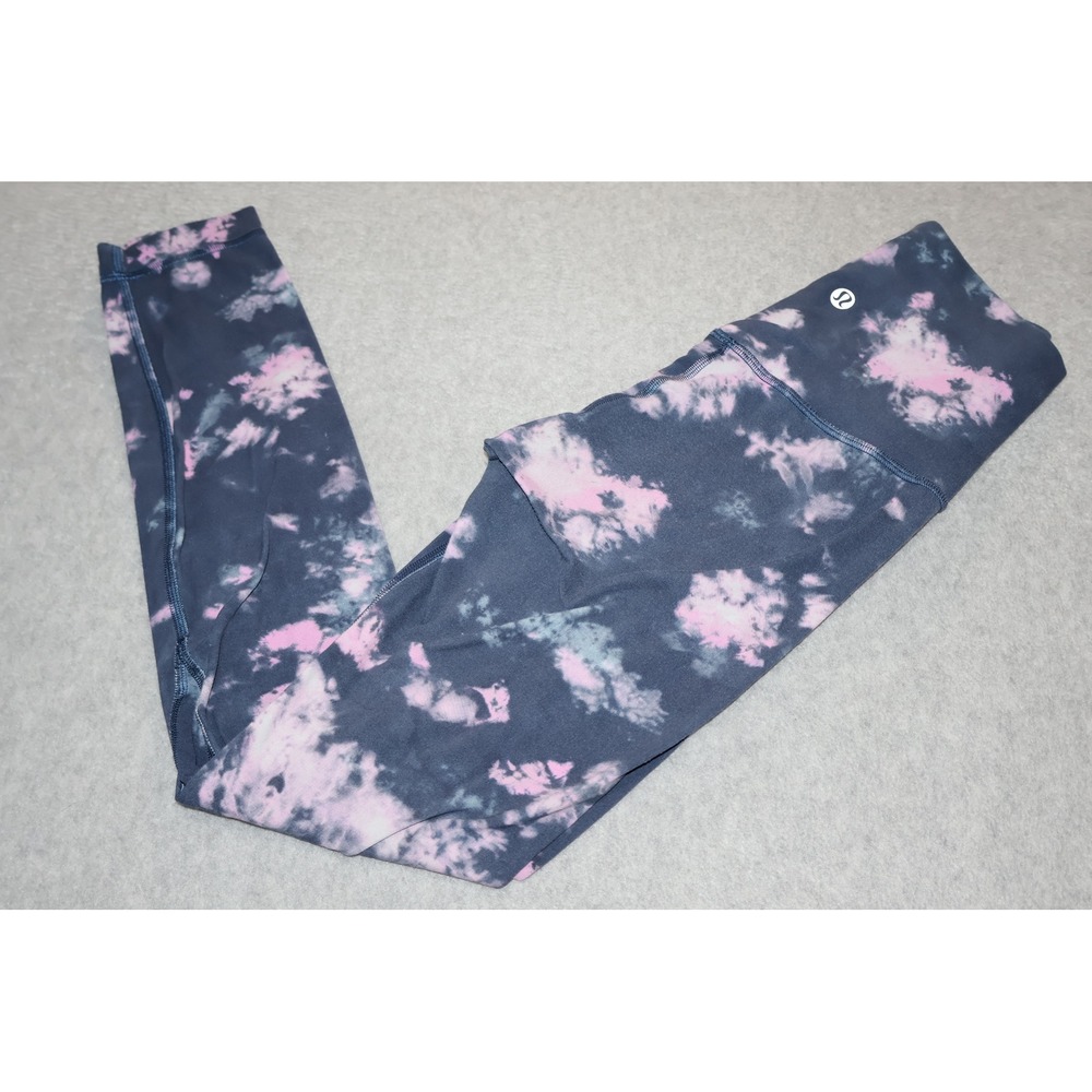 Lululemon Leggings Pants Women 2 Blue Pink Tie Dye High Rise Yoga Athletic Gym *